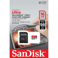Karta pamięci SanDisk 16GB microSDHC Ultra 98MB/s A1 C10 UHS-I