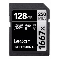 Karta pamięci 128GB Lexar Pro 1667X SDXC UHS-II (V60) R250/W120