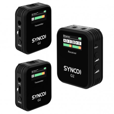 Synco G2 A2 bezprzewodowy system mikrofonowy z ekranem 2.4 GHz - 2 odbiorniki