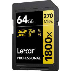 Karta pamięci 64GB Lexar Pro 1800x SDXC U3 (V60) UHS-II R270/W180