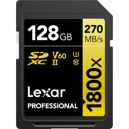 Karta pamięci 128GB Lexar Pro 1800x SDXC U3 (V60) UHS-II R270/W180 + czytnik 2w1 USB 3.1