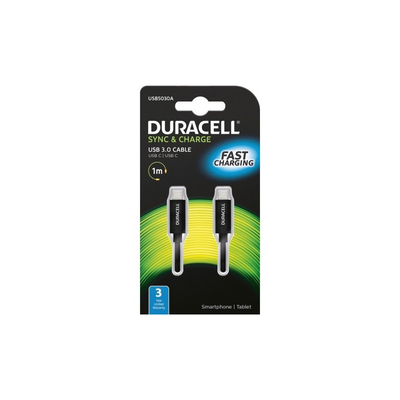 Duracell Kabel USB-C / USB-C 3.0 1m czarny Duracell Kabel USB-C / USB-C 3.0 1m czarny