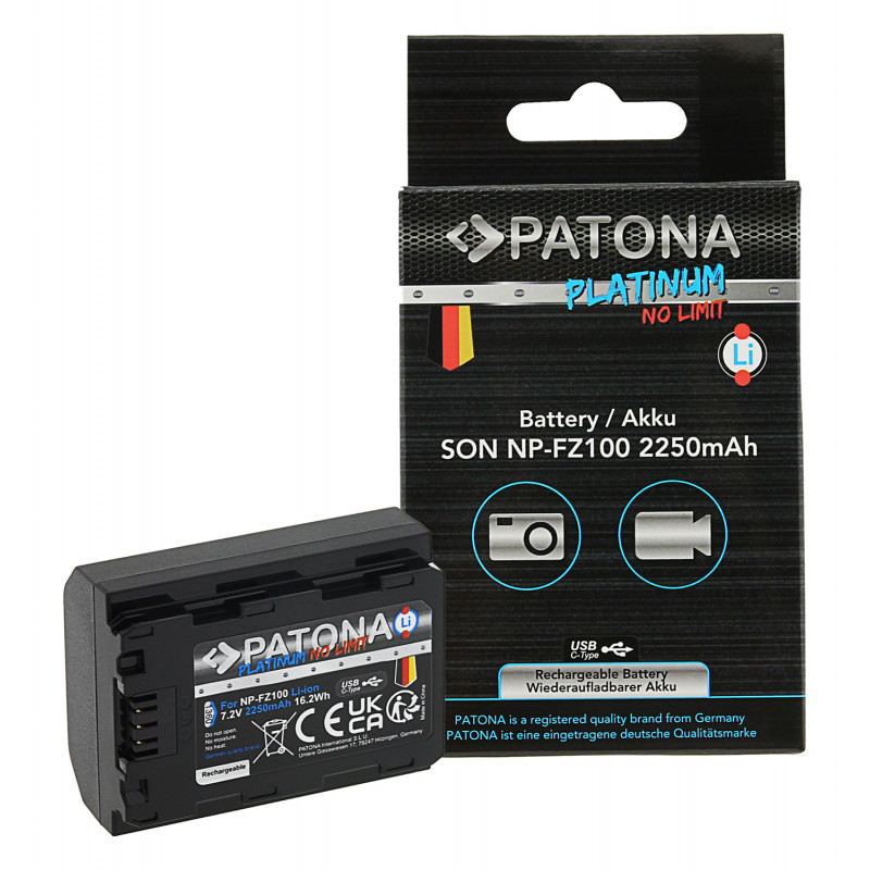 PATONA akumulator Platinum Sony NP-FZ100 z USB-C do A7 III A7M3 Alpha 7 III A7 R III A7RM3 Alpha 7 R III A9 Alpha 9