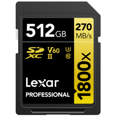 Karta pamięci LEXAR Pro 1800x SDXC U3 (V60) UHS-II R270/W180 512GB