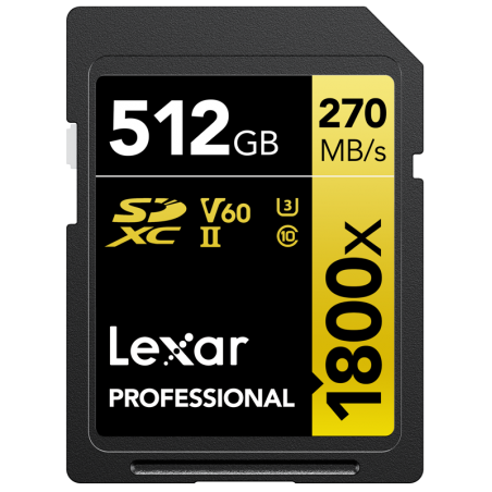 Karta pamięci LEXAR Pro 1800x SDXC U3 (V60) UHS-II R270/W180 512GB