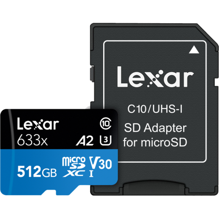 Karta pamięci LEXAR 633X microSDHC/SDXC (V30) R95/W45 512GB z adapterem