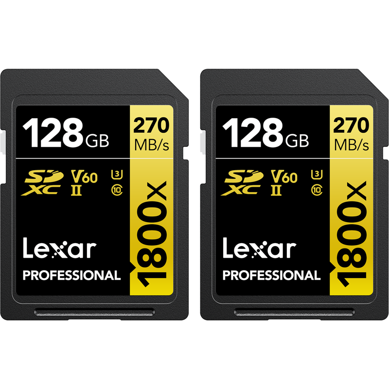 Karta pamięci LEXAR Pro 1800x SDXC U3 (V60) UHS-II R270/W180 128GB - 2pack Karta pamięci LEXAR Pro 1800x SDXC U3 (V60) UHS-II R270/W180 128GB - 2pack