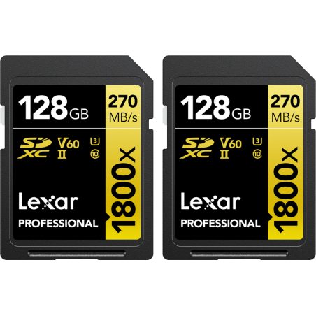 Karta pamięci LEXAR Pro 1800x SDXC U3 (V60) UHS-II R270/W180 128GB - 2pack