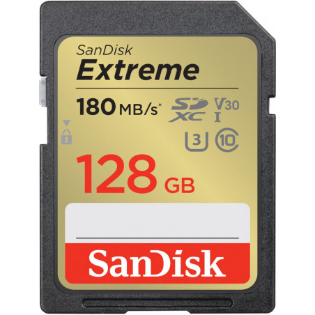 SANDISK EXTREME SDXC 128 GB 180/90 MB/s C10 V30 UHS-I U3