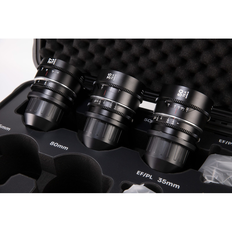 Zestaw obiektywów Venus Optics Laowa Nanomorph 27 mm, 35 mm, 50 mm S35 Blue do Arri PL / Canon EF