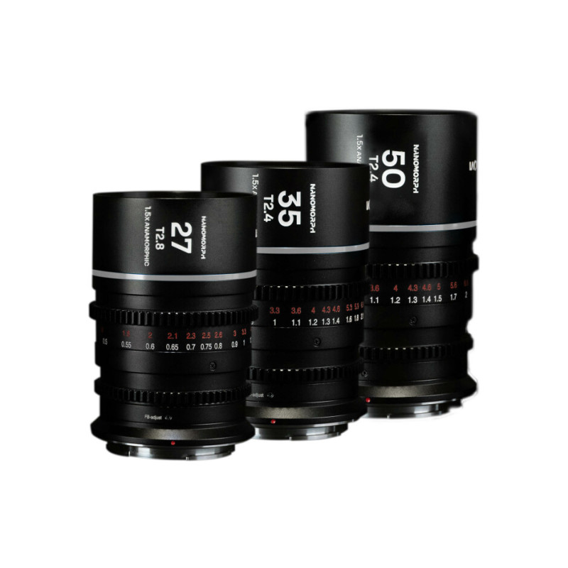Zestaw obiektywów Venus Optics Laowa Nanomorph 27 mm, 35 mm, 50 mm S35 Silver do Sony E