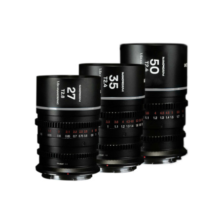 Zestaw obiektywów Venus Optics Laowa Nanomorph 27 mm, 35 mm, 50 mm S35 Silver do Sony E