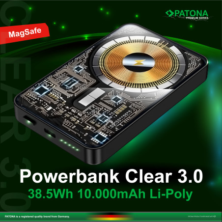 Patona Powerbank Clear 3.0 PD20W 10000mAh MagSafe Fast Charge
