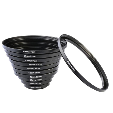 K&F Concept zestaw redukcji filtrowych  komplet 11 adapterów od 26mm do 82mm [STEP UP]