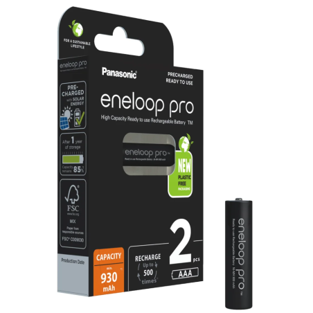 Akumulatorki Panasonic Eneloop PRO NEW R03 AAA 930mAh BK-4HCDE/2BE - 2 sztuki