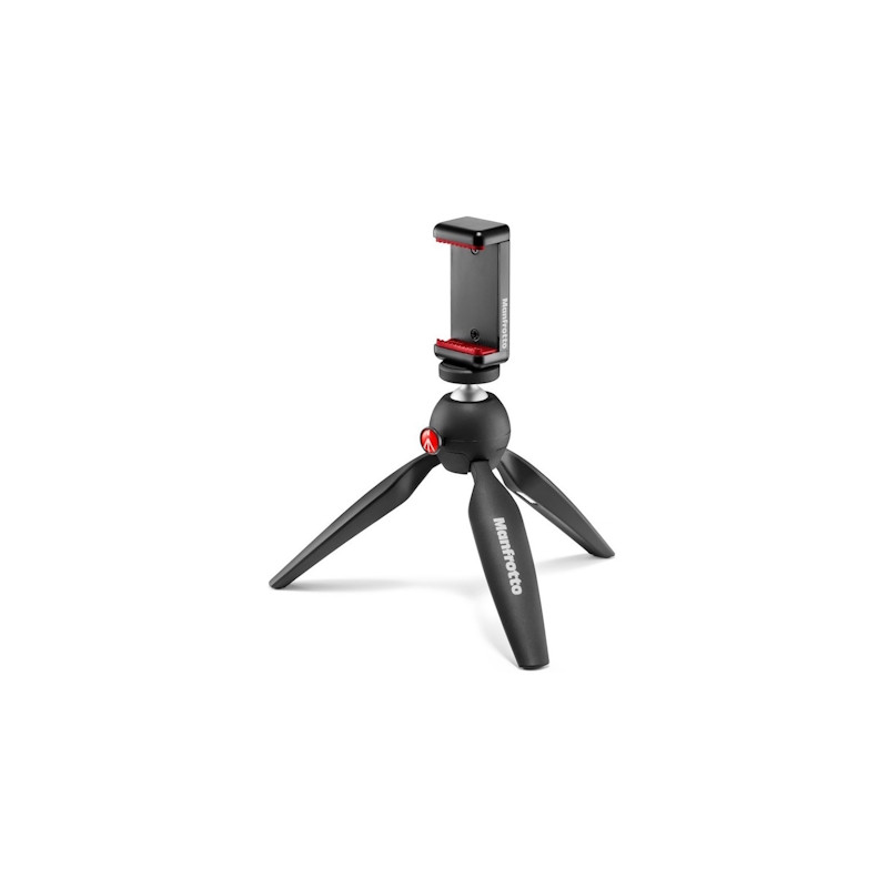 Manfrotto MKPIXICLMII-BK statyw PIXI mini z głowicą kulową i uchwytem na telefon MCLAMP, udźwig 1kg