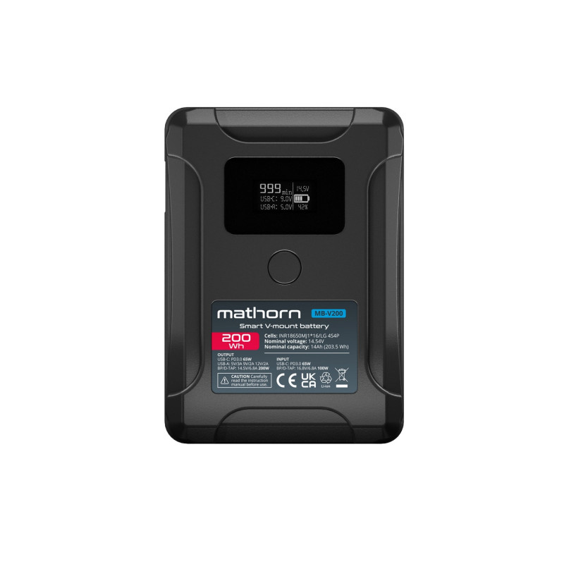 Mathorn MB-V200 bateria 14000mAh PD65W OLED USB-C 200Wh V-mount