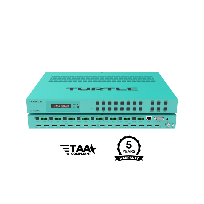 Turtle AV ściana wideo 4K60 4:4:4 4x4, matryca i Multi-Viewer z zaprogramowanymi układami. 4 wejść HDMI 2.0