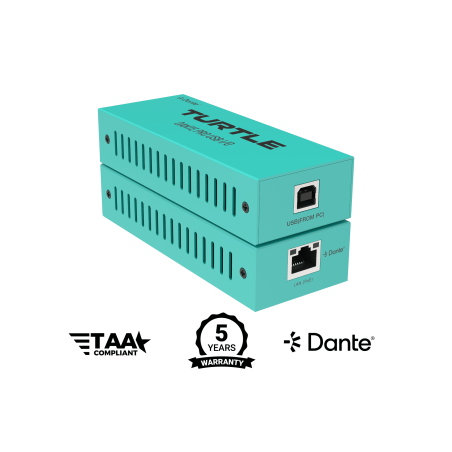 Turtle AV Dante Pro Dual Channel USB-C I/O Adapter