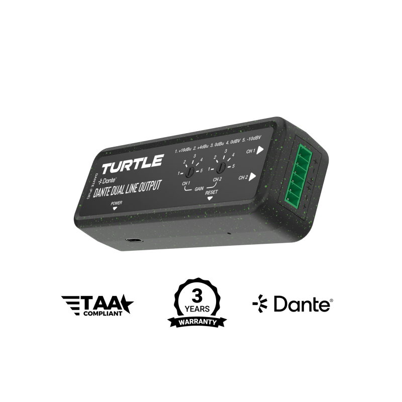 Turtle AV Dante Dual Channel Analog Line Output Adapter Turtle AV Dante Dual Channel Analog Line Output Adapter