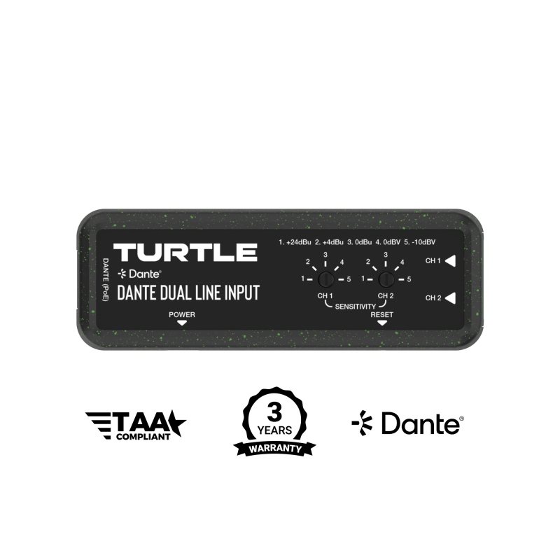 Turtle AV Dante Dual Channel Analog Line Input Adapter Turtle AV Dante Dual Channel Analog Line Input Adapter