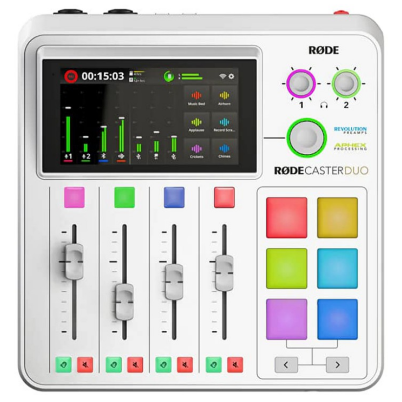 Rode RodeCaster Duo White studio produkcji podcastów - PRODUKT POWYSTAWOWY Rode RodeCaster Duo White studio produkcji podcastów - PRODUKT POWYSTAWOWY