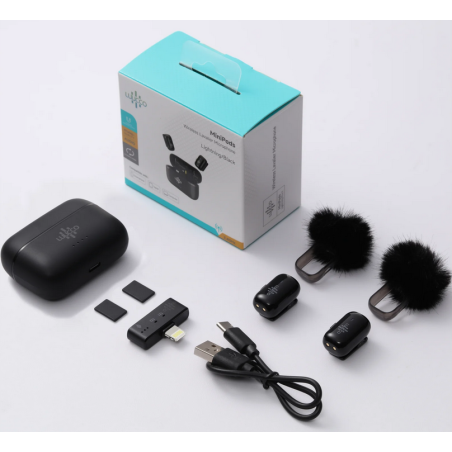 Luucco MiniPods-K2 bezprzewodowe mikrofony krawatowe iPhone / Apple Lightning czarny