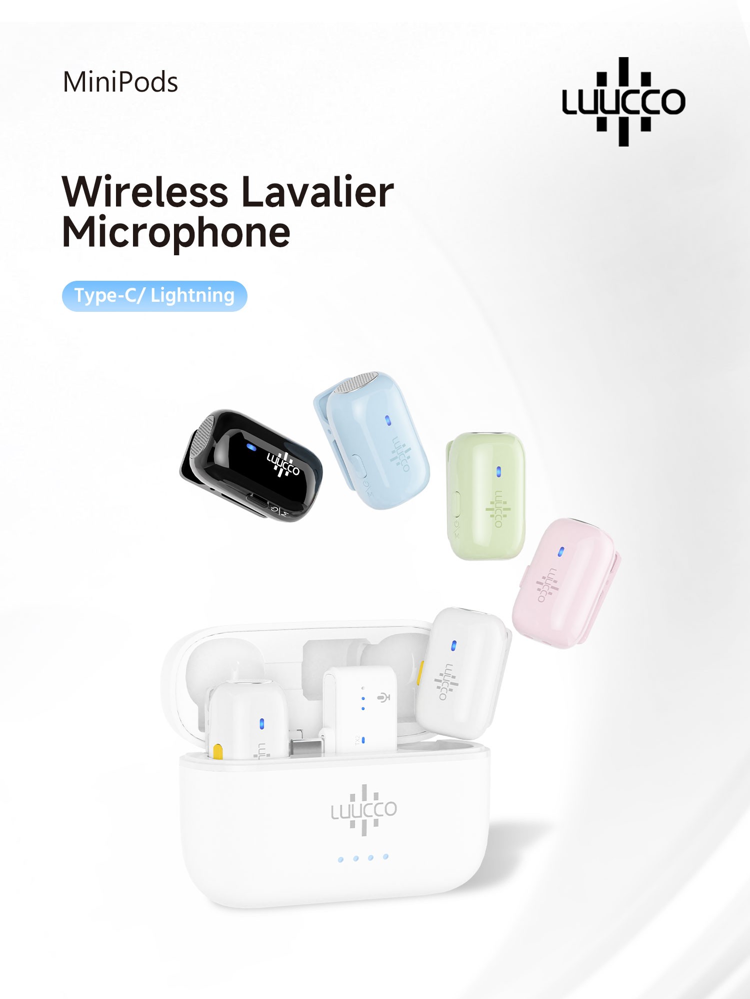 LUCCOO MiniPods – Bezprzewodowe mikrofony krawatowe Lightning